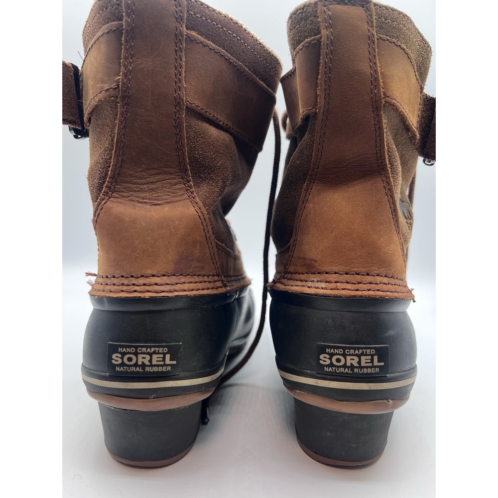 Sorel Duck Boots Womens 9.5 Fancy Lace II Brown Leather Lace Up Lined Winter - Picture 6 of 9